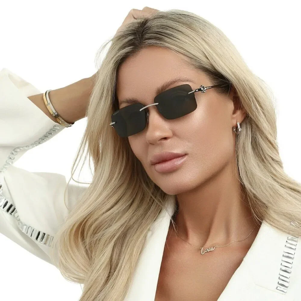 Gucci Men Sunglasses Ruthenium Grey Rectangle GG1703S 001 BRAND NEW